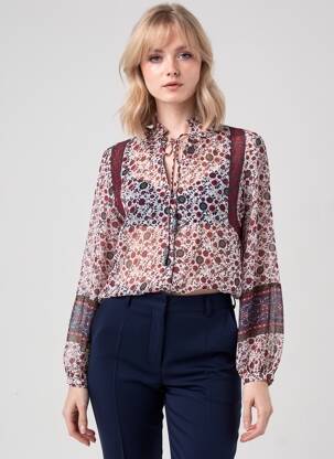 Chemisier imprimé fleurs manches longues rouge PEPE JEANS femme