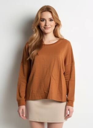 Sweat-shirt stretch manches longues orange TBS femme