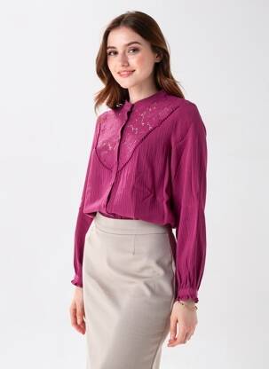 Chemisier col mao manches longues violet LA PETITE ETOILE femme