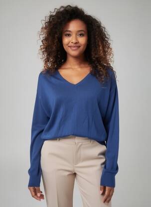 Pull col v manches longues bleu LES TROPEZIENNES PAR M.BELARBI femme