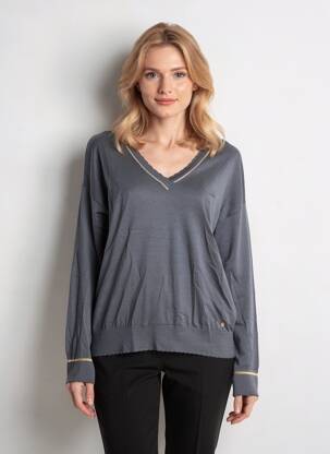 Pull col v manches longues gris LES TROPEZIENNES PAR M.BELARBI femme