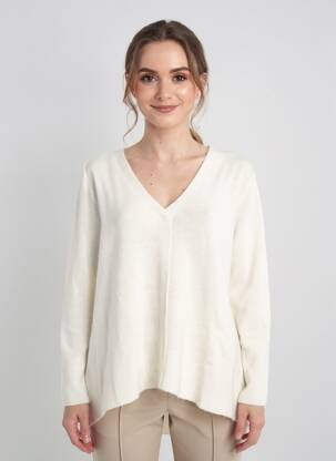 Pull col v manches longues beige RUE MAZARINE femme