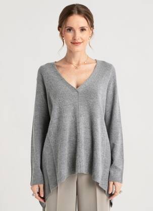 Pull tissage chiné manches longues gris RUE MAZARINE femme