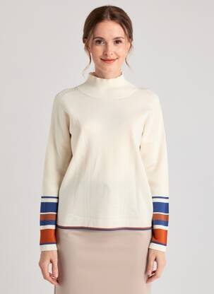 Pull coupe cintrée manches longues beige TBS femme