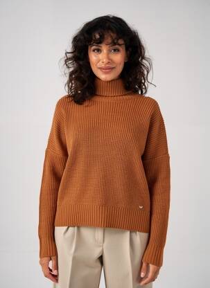 Pull col roulé resserrée sur le bas manches longues marron LPB LES PETITES BOMBES  femme