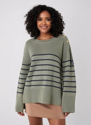 Pull stretch manches longues vert TBS femme