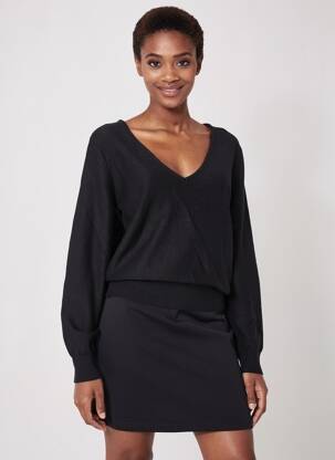 Pull col v manches longues noir MOLLY BRACKEN femme
