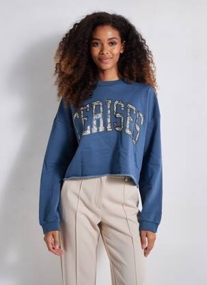Sweat-shirt tissage jersey manches longues bleu LE TEMPS DES CERISES femme