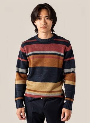 Pull col rond manches longues marron PETROL INDUSTRIES homme