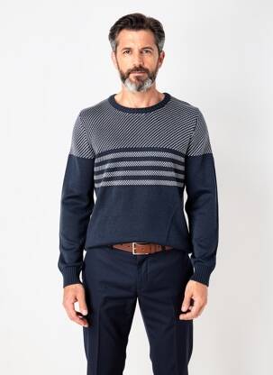 Pull col rond manches longues bleu TBS homme