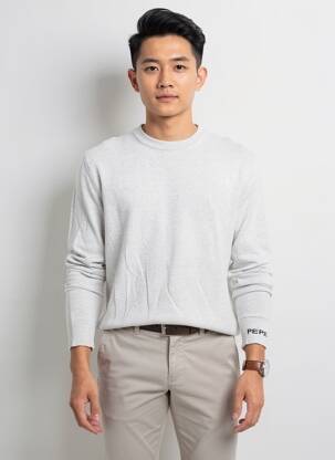 Pull col rond manches longues gris PEPE JEANS homme