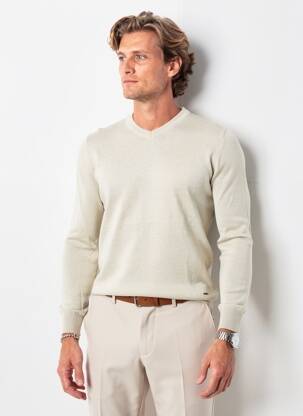 Pull col v manches longues beige PETROL INDUSTRIES homme