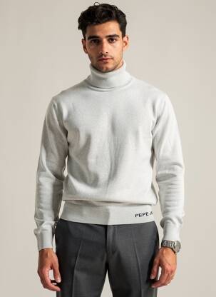 Pull col roulé coupe cintrée manches longues gris PEPE JEANS homme