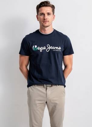 T-shirt coupe cintrée manches courtes bleu PEPE JEANS homme