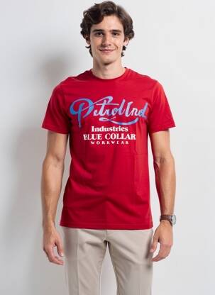 T-shirt coupe cintrée manches courtes rouge PETROL INDUSTRIES homme