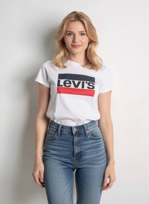 T-shirt sérigraphie floquée manches courtes blanc LEVI'S femme
