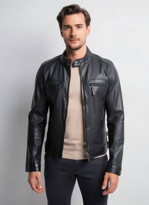 Veste en cuir finition intérieure doublure satiné marron OAKWOOD homme