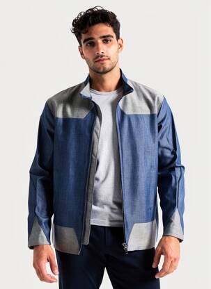 Veste casual coupe droite bleu PIERRE TALAMON homme