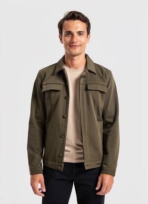Veste casual fermeture boutonnée sur le devant vert PIERRE TALAMON homme
