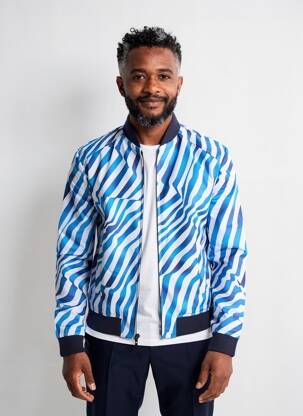 Blouson finition intérieure doublure satiné bleu PIERRE TALAMON homme