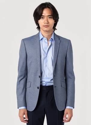 Blazer finition intérieure doublée bleu PIERRE TALAMON homme