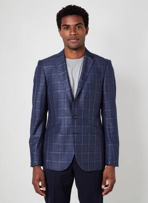 Blazer finition intérieure doublée bleu PIERRE TALAMON homme