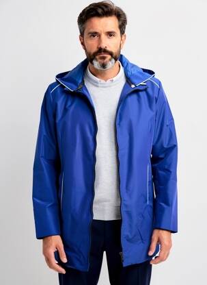 Imperméable poches a capuche bleu PIERRE TALAMON homme