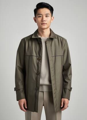 Veste casual coupe droite vert PIERRE TALAMON homme