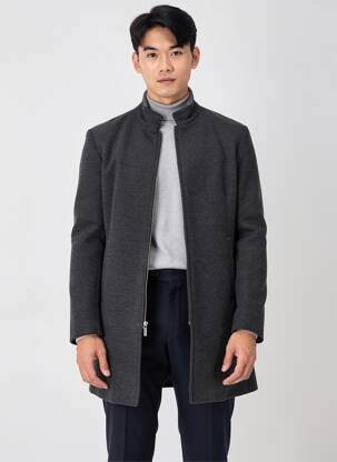Manteau long poches sans capuche gris PIERRE TALAMON homme