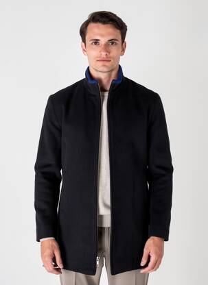 Manteau long coupe droite sans capuche noir PIERRE TALAMON homme