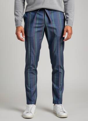 Pantalon slim tissage popeline taille normale bleu PIERRE TALAMON homme