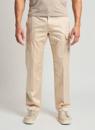 Pantalon cargo stretch taille normale beige PIERRE TALAMON homme