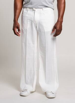 Pantalon large poches taille haute beige PIERRE TALAMON homme