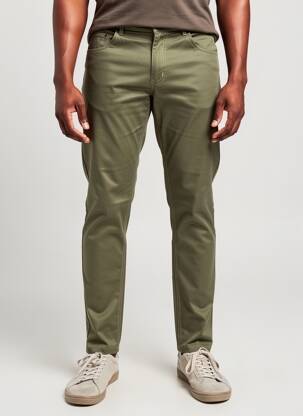 Pantalon slim tissage popeline taille normale vert PIERRE TALAMON homme
