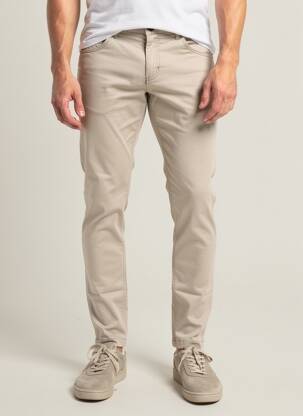 Pantalon slim tissage popeline taille normale beige PIERRE TALAMON homme