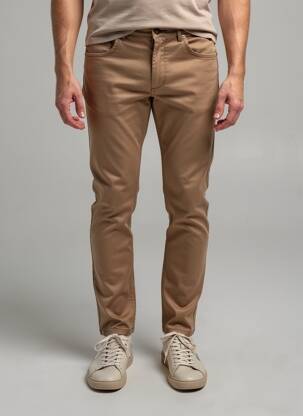 Pantalon slim tissage popeline taille normale marron PIERRE TALAMON homme