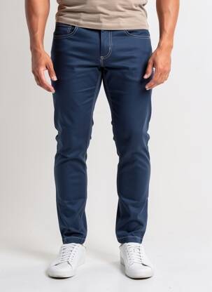 Pantalon slim tissage popeline taille normale bleu PIERRE TALAMON homme