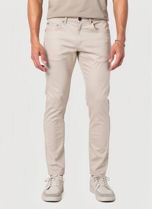 Pantalon slim tissage popeline taille normale beige PIERRE TALAMON homme