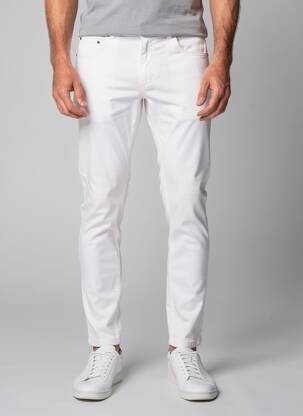 Pantalon slim tissage popeline taille normale blanc PIERRE TALAMON homme