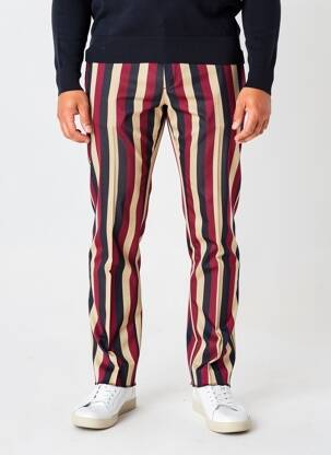 Pantalon slim fermeture zippée sous rabat avec crochet taille normale rouge PIERRE TALAMON homme
