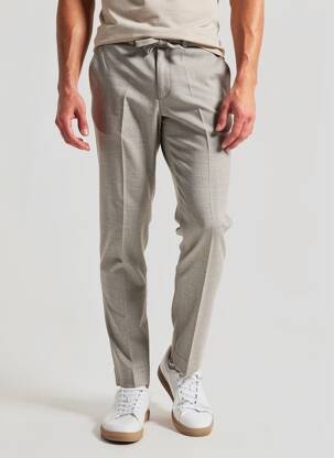 Pantalon slim tissage chiné taille haute marron PIERRE TALAMON homme