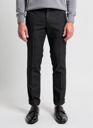 Pantalon slim tissage chiné taille normale noir PIERRE TALAMON homme