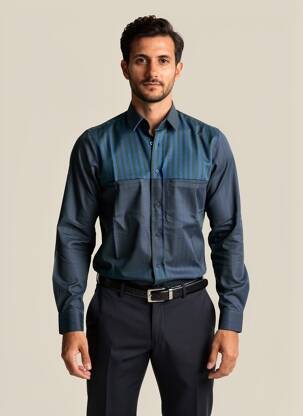 Chemise manches longues coupe cintrée bleu PIERRE TALAMON homme
