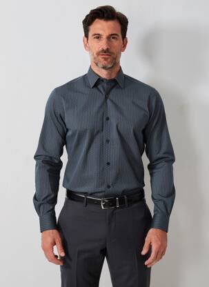Chemise manches longues imprimé fantaisie noir PIERRE TALAMON homme