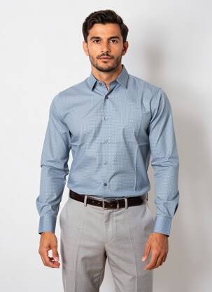 Chemise manches longues imprimé fantaisie bleu PIERRE TALAMON homme