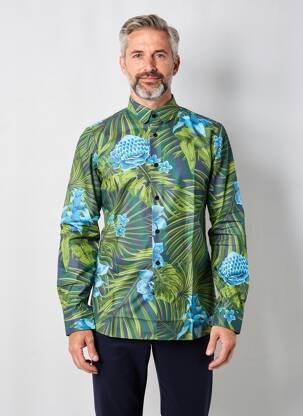 Chemise manches longues coupe cintrée vert PIERRE TALAMON homme