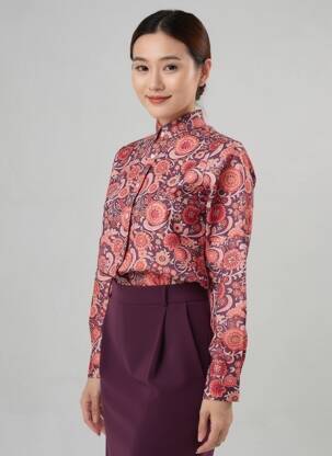 Chemise manches longues imprimé fantaisie rose PIERRE TALAMON homme