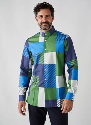 Chemise manches longues imprimé fantaisie bleu PIERRE TALAMON homme