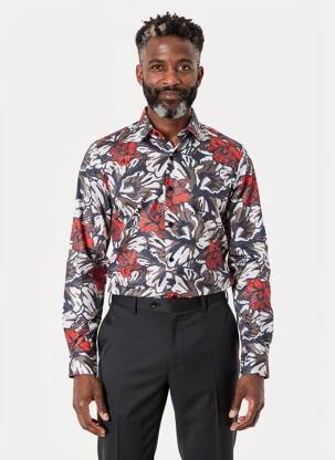 Chemise manches longues imprimé fantaisie rouge PIERRE TALAMON homme