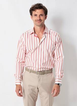 Chemise manches longues coupe cintrée rouge PIERRE TALAMON homme